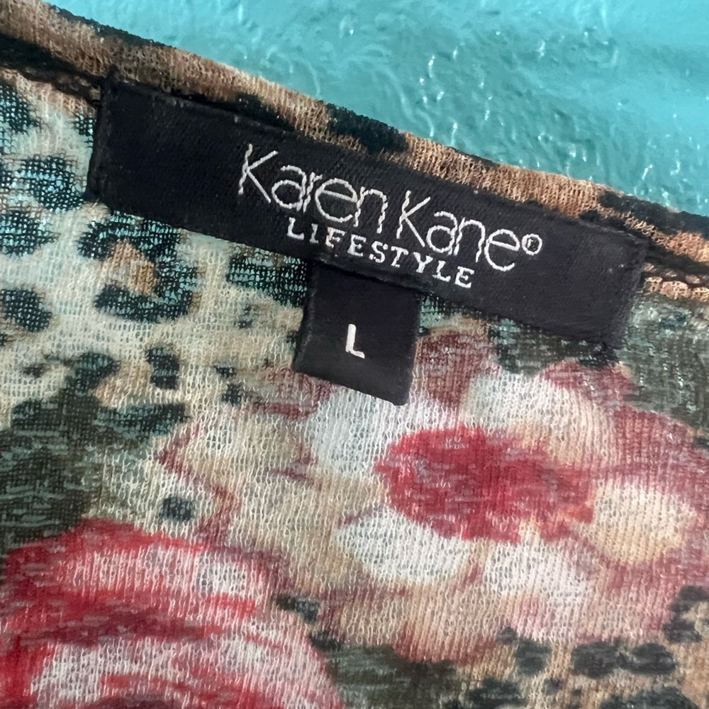 👑✅PRICE FIRM✅ Sheer Floral Leopard Print V-Neck Women's Long Sleeve Top - Picture 4 of 10